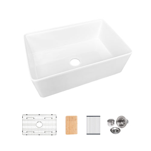 Fireclay 33" L X 20" W Workstation Farmhouse Kitchen Sink With Accessories