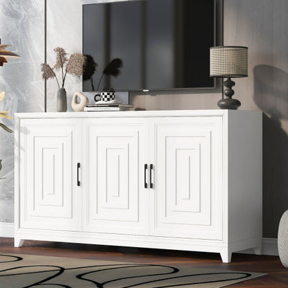 TV Stand for TVs up to 65 Inches, Modern Entertainment Center Media Console Cabinet with 2 Spacious Storage Space, Solid Wood Legs for Living room
