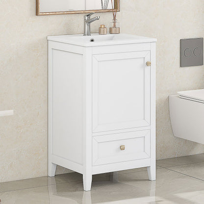 20" Bathroom Vanity with Sink, Bathroom Cabinet with Soft Closing Door, Storage Rack and A Drawer, White(Old SKU:N725P185452K)