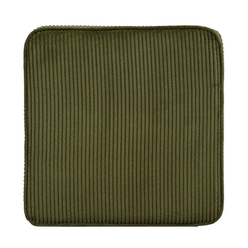 Square Corduroy Ottoman with Foam Padding, Olive Green