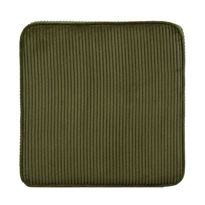 Square Corduroy Ottoman with Foam Padding, Olive Green