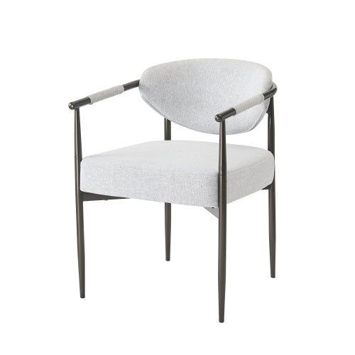 Modern Dining Chairs Set of 2, Upholstered Armchairs with Bronze Iron Frame, Beige Cushion