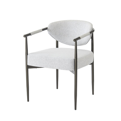 Modern Dining Chairs Set of 2, Upholstered Armchairs with Bronze Iron Frame, Beige Cushion