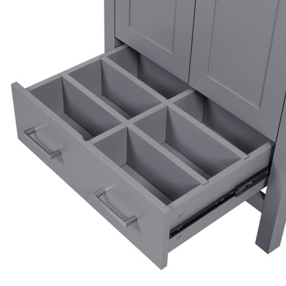 24-inch bathroom vanity with integrated undermount basin and a storage cabinet featuring 2 doors and 1 drawer. Includes double-layer door shelf, soft-close design, and versatile storage solutions