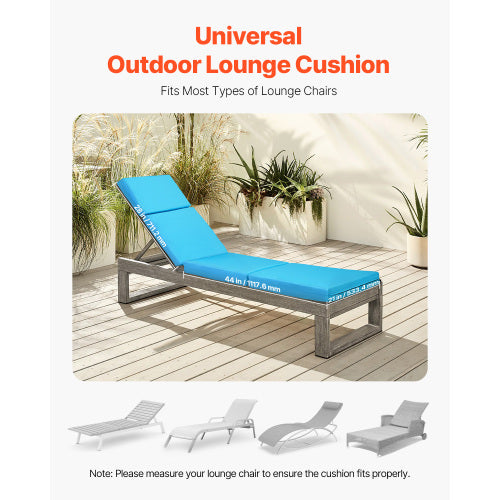 Set of 2 Outdoor Chaise Lounge Chair Cushions 72 x 21 in Waterproof Thick