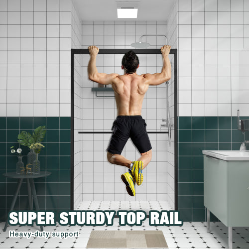 44-48"x76" Aluminum Frame Double Sliding Shower Door,Bypass Bathroom Sliding Door with Premium 1/4" (6mm) Clear Tempered Glass, Black Hardware Sliding Glass Shower Enclosure,Matte Black Finished