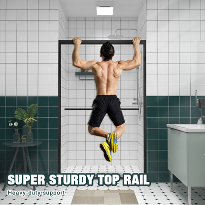 44-48"x76" Aluminum Frame Double Sliding Shower Door,Bypass Bathroom Sliding Door with Premium 1/4" (6mm) Clear Tempered Glass, Black Hardware Sliding Glass Shower Enclosure,Matte Black Finished