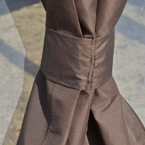 Outsunny 12' x 12' Round Outdoor Gazebo, Patio Dome Gazebo Canopy Shelter with Double Roof, Netting Sidewalls and Curtains, Zippered Doors, Strong Steel Frame, Brown