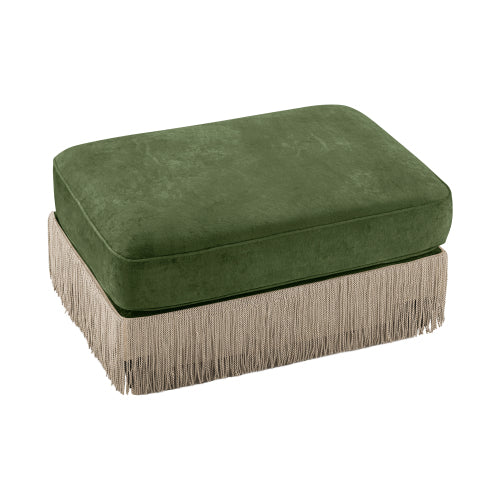 Green Velvet Ottoman with Modular Sectional Sofa Style Design