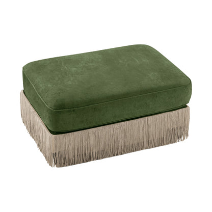 Green Velvet Ottoman with Modular Sectional Sofa Style Design