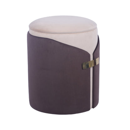 Brown Two-Toned Storage Ottoman with Gold Accents, Multiuse Vanity Stool 14.5 inchx14.5 inchx17.5 inchH, 265 LBS