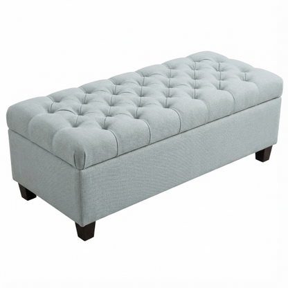50.25inch  Storage Ottoman Bench - baby Blue Storage Bench End of Bed with Safety Hinges, Footrest Stool for Living, Dining Room, Entryway and Hallway