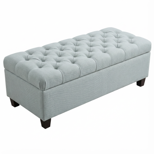 50.25inch  Storage Ottoman Bench - baby Blue Storage Bench End of Bed with Safety Hinges, Footrest Stool for Living, Dining Room, Entryway and Hallway