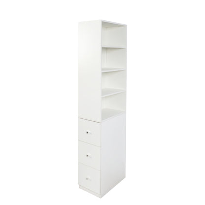 Tall Display Storage Cabinet with Shelves and Side Drawers
