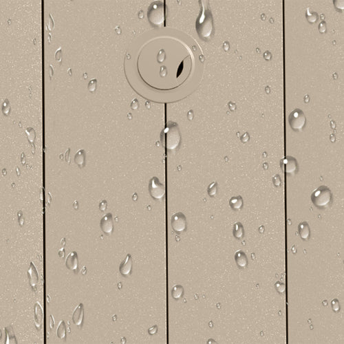 Outdoor Round Patio Dining Table for 6-7, All Weather Metal Dining Table with Umbrella Hole for Deck Lawn Garden Backyard, Sandstone Color