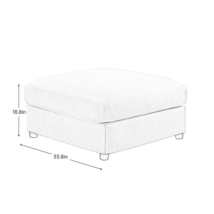 24 Inch Camel Chenille Ottoman Sofa, Modular Storage Upholstered Ottoman with Ergonomic Cylindrical Support