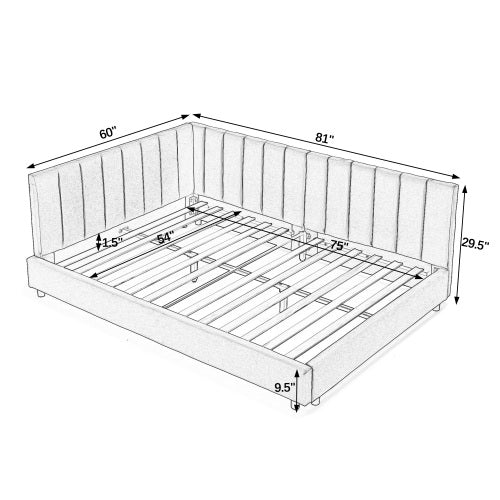 Full Size Upholstered Tufted Bed Frame, Sofa Bed Frame with Comfortable Backrest and Armrests, Full Size Bed for Bedroom, Living Room,Velvet-Black(81inch *60inch *29.5inch )