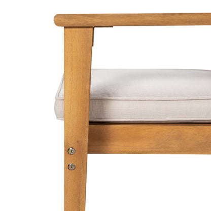 Patio Dining Chair Set of 2 - Sturdy Acacia Wood, Comfortable Waterproof Seating, 400 lbs Capacity, Natural Color Frame