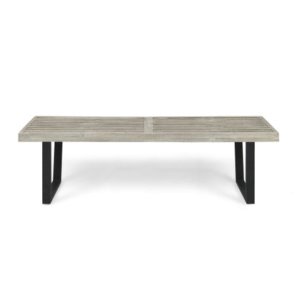 Metal/Solid Wood Outdoor Bench