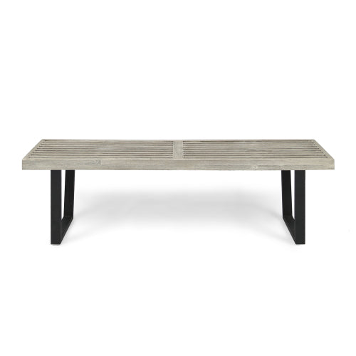 Metal/Solid Wood Outdoor Bench
