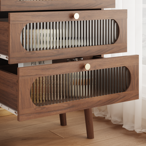 Accent Cabinet with 3 Drawers and Door, Wooden Storage Cabinet with Shelves, Sideboard for Living Room, Entryway, Natural