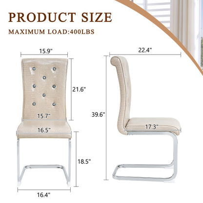 Set of 2 Retro Alligator Skin PVC Dining Chairs, Crystal Buckle Chairs with Electroplated Metal Bow Legs