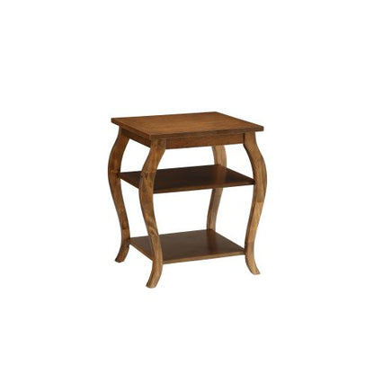 Walnut Square Accent Table 2 Tier Open Storage Cabriole Legs Design