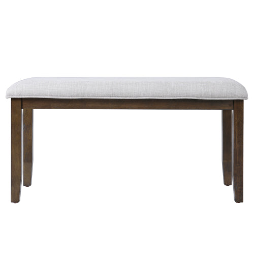 Upholstered Bench for Bedroom End of Bed,38-inch Entryway Bench for Living Room,Dining Bench with Padded Seat and Solid Wood Leg for Kitchen Bedroom,Indoor and Hallway (Bench, Beige+Brown)