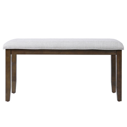 Upholstered Bench for Bedroom End of Bed,38-inch Entryway Bench for Living Room,Dining Bench with Padded Seat and Solid Wood Leg for Kitchen Bedroom,Indoor and Hallway (Bench, Beige+Brown)