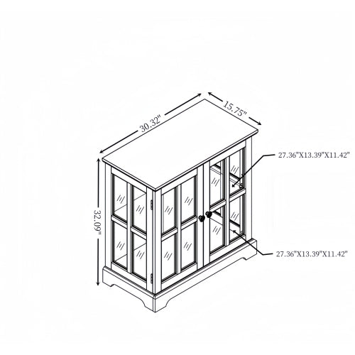 White Retro 7-Color Bluetooth LED Lattice Glass Display Cabinet