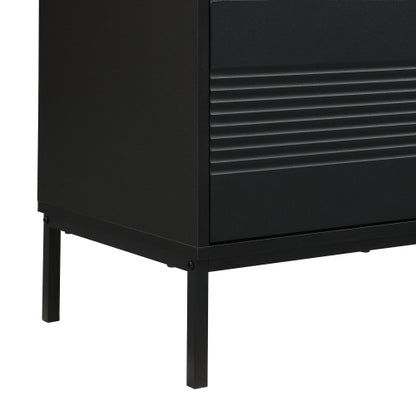 Mid Century Modern 75 Inch TV Stand with Sliding Doors Walnut Console