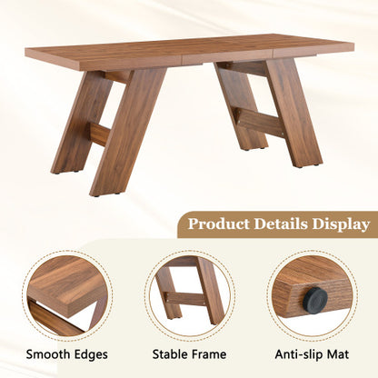 Walnut Grain MDF Dining Table with Outward-Sloping Legs
