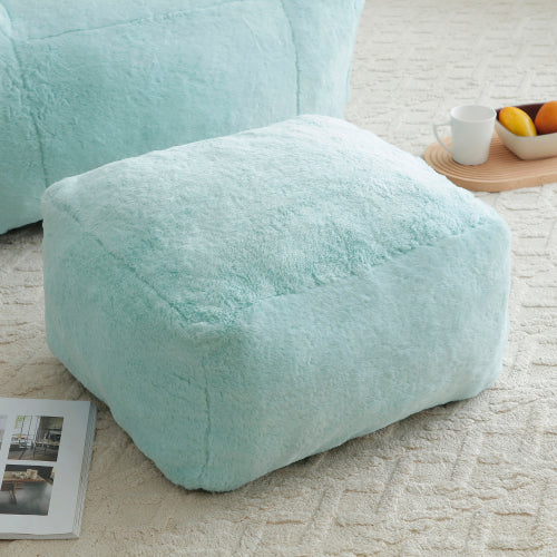 Oversized Shell-Shaped Faux-Fur Bean Bag Chair with Footstool for Adults & Kids
