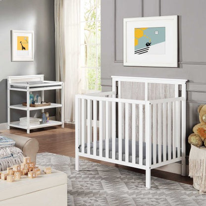 Mini Crib With Mattress Pad White/Rockport Gray