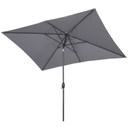 6.5 x 10 ft Gray Rectangular Patio Umbrella with Crank, Tilt, Polyester UV-Resistant Canopy for Pool, Backyard & Patio (Without base)