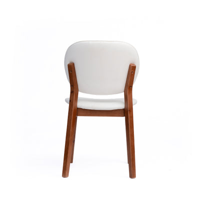 Rubberwood Dining Chairs with PU Cushions, Set of 2, Cream White/Walnut