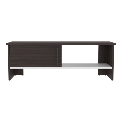 Dark Walnut and White 47 inch TV Stand with Cabinet & Open Shelf