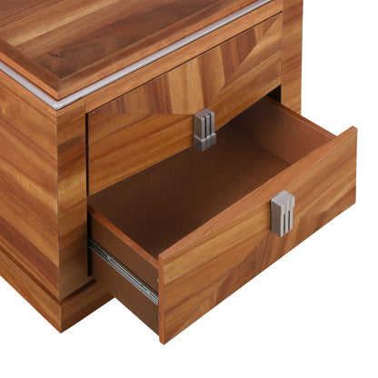 Mid-Century Modern Nightstand, 2 Drawers Wide Sofa Side Table,Wood Diamond Shaped End Table with Storage,Closet with Heavy Duty Base,Small Bedside Table for Bedroom,Living Room,Entrance, Light Brown