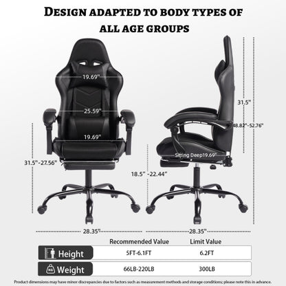 furniture E-sports Gaming Chair Sports Car Driving Seat PU Material Moulded Sponge Comfortable and Safe With Massage Black