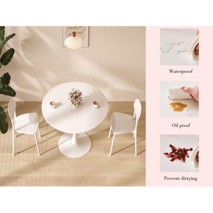 31.5inch White Round Modern Dining Table for Kitchen Apartment Living Room