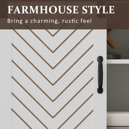 Farmhouse 58 inch TV Stand with Sliding Barn Doors and Storage Cabinet