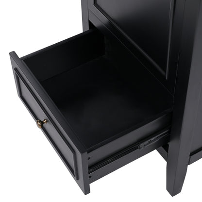 20" Bathroom Vanity with Sink, Bathroom Cabinet with A Door, Door Shelf Storage and Adiustable Foot Pads, A Drawer, Black