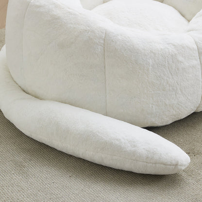 White Cat-Shaped Adult Bean Bag Sofa,High-Density Foam,No Assembly
