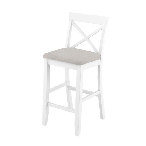 Farmhouse 48inch Rectangular Wood Bar Height Dining Set Kitchen Breakfast Nook with 2 Chairs for Small Places,Brown+White+Beige