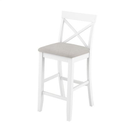 Farmhouse 48inch Rectangular Wood Bar Height Dining Set Kitchen Breakfast Nook with 2 Chairs for Small Places,Brown+White+Beige