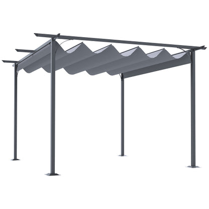11.5' x 11.5' Retractable Pergola Canopy, Outdoor UV Protection & Sun Shade, Steel Frame for Garden, Grill, Patio, Backyard, Gray