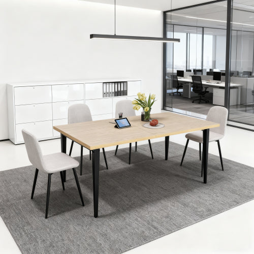 63 Inch Rectangular Dining Table with Iron Legs