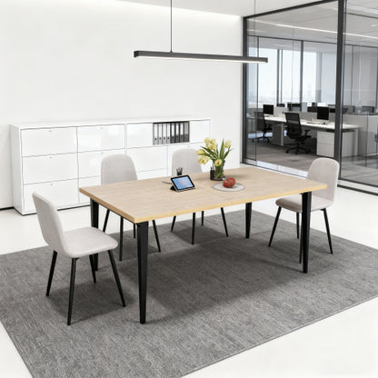 63 Inch Rectangular Dining Table with Iron Legs