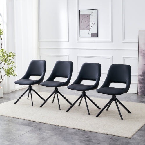 Swivel PU Leather Dining Chairs with Auto-Return, Set of 4, Black