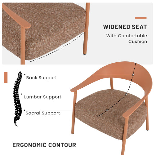 Holiday - Modern 2-Piece Accent Chair Set with Coffee Table – Apricot Brown PP & Steel Frame Sofa Set, Soft Cushioned Seating for Living Room, Lounge, Balcony (2 Chairs + 1 Table)